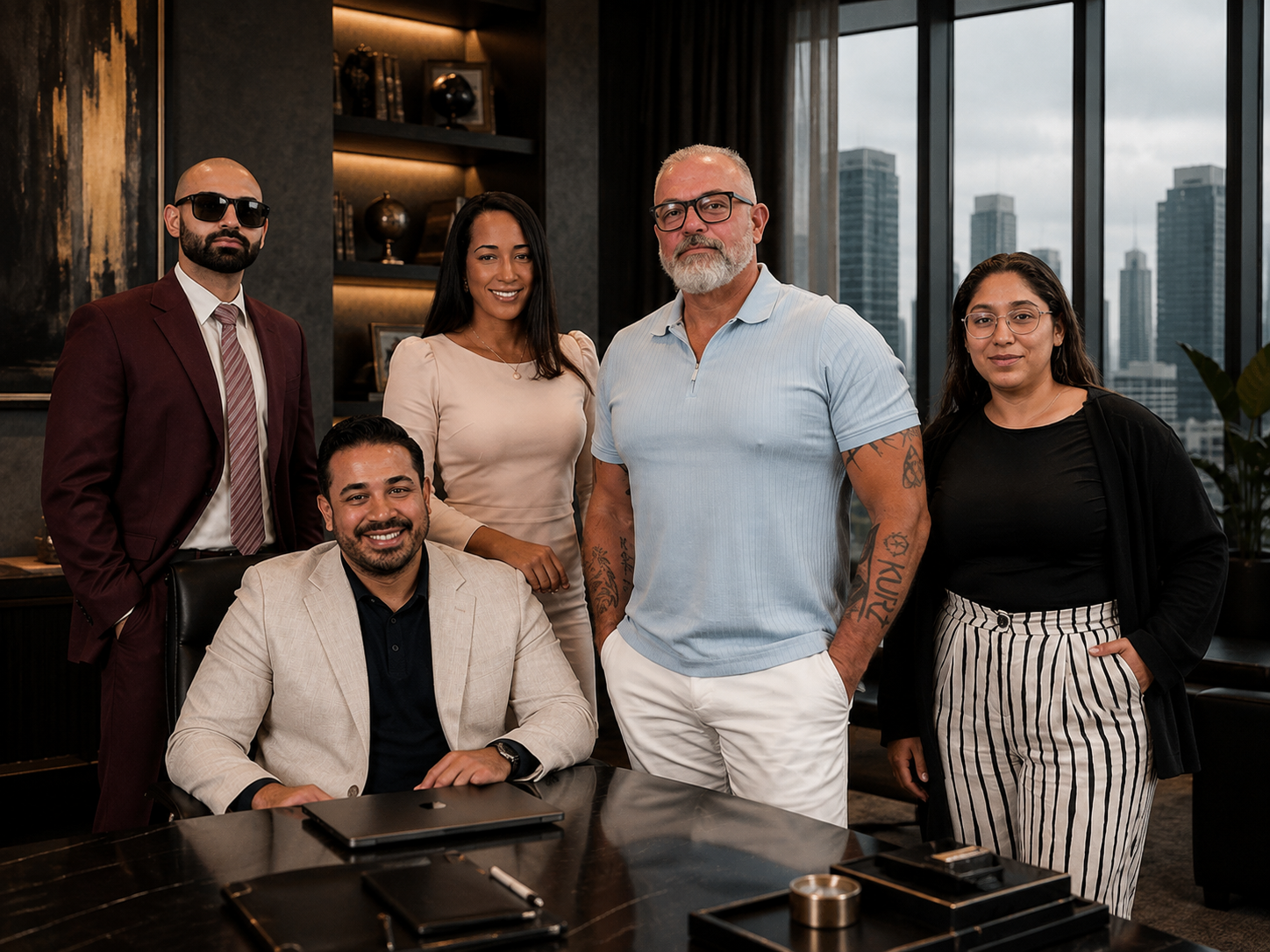 The Kurz Team real estate agents collaborating in a bright Miami office