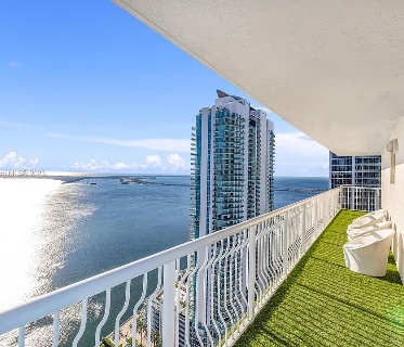 Bay-facing balcony at Penthouse 4101 in Brickell Bay, Miami